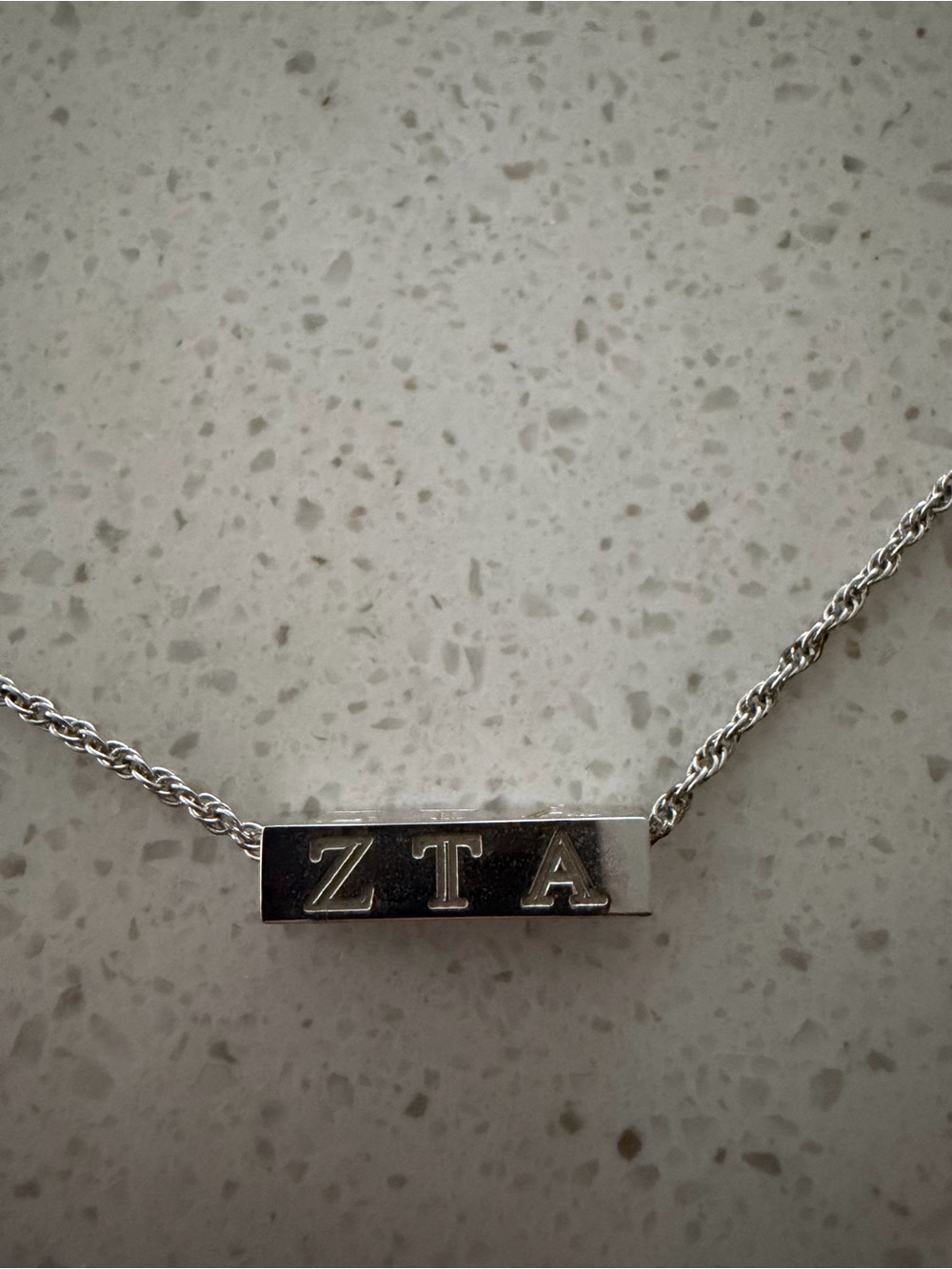 ZTA Bar Necklace in Silver - Classic Initial Pendant